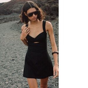 Zara LINEN BLEND CUT OUT MINI DRESS